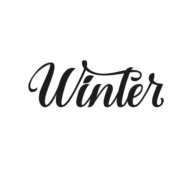 Handwriting Calligraphic Letter Winter Hand drawn name of the season of the year with flourish Word for calendar bullet journal monthly organizer Isolated on a white background Vector phrase