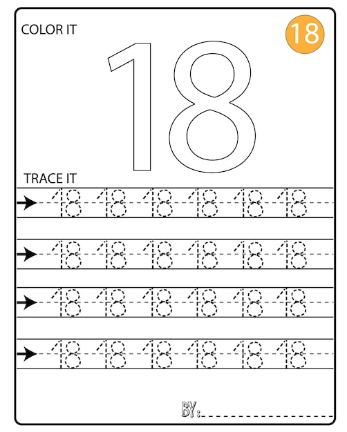 ベクトル 数字を書くための手書き数字トレースページ、学習数字、数字トレースワークシート。