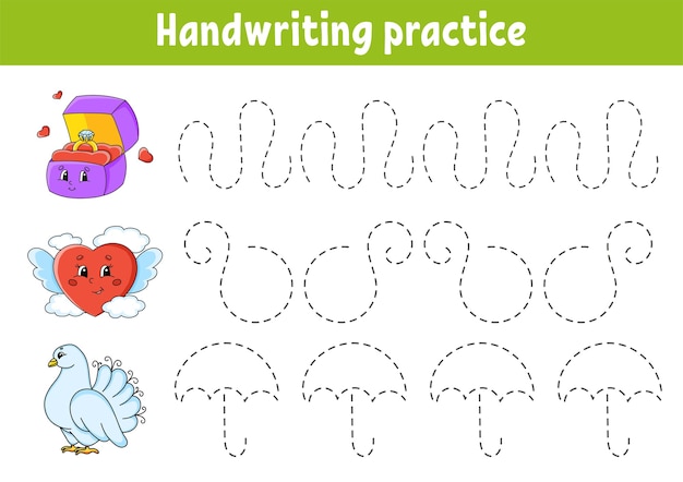 Handwriting pactice. Education developing worksheet. Activity page.