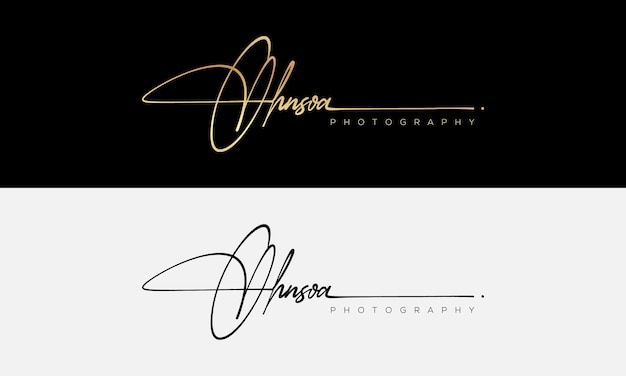 Vector handwriting photography logo template vector signature logo concept