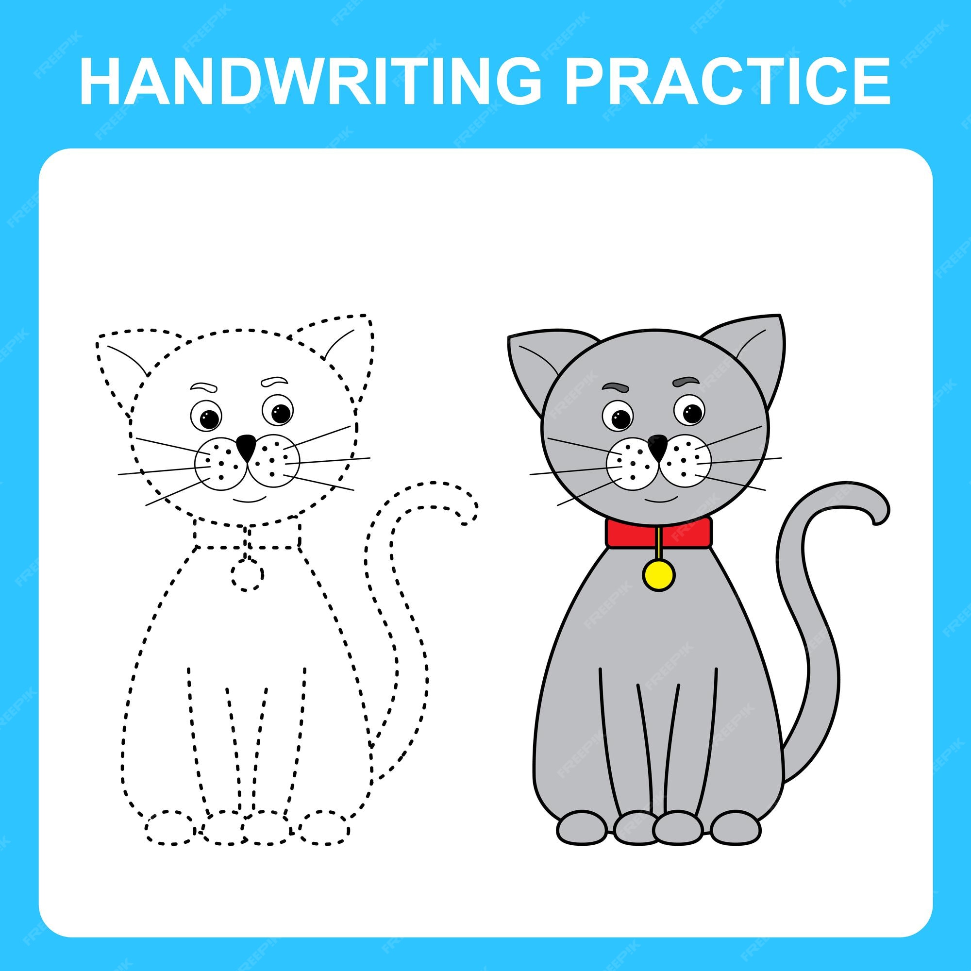 Coloring Page with Cat. Drawing Kids Game. Printable Activity