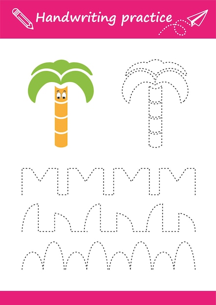 Практика почерка. Учебный лист. Страница активности. Игра для малышей и дошкольников.