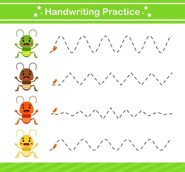 Handwriting practice gamesuitable for preschoolEducational page for kids