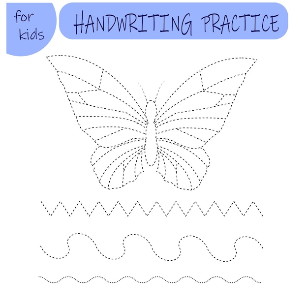 Handwriting practice Illustration butterfly for toddlers