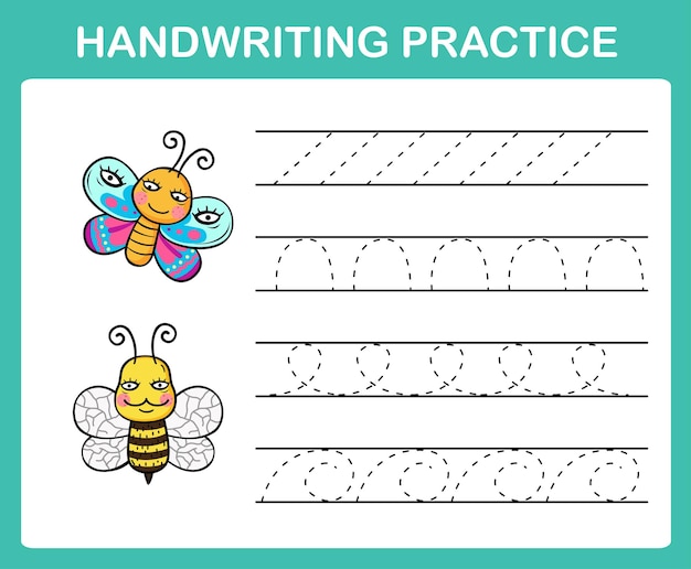 Vector handwriting practice sheet illustration vector