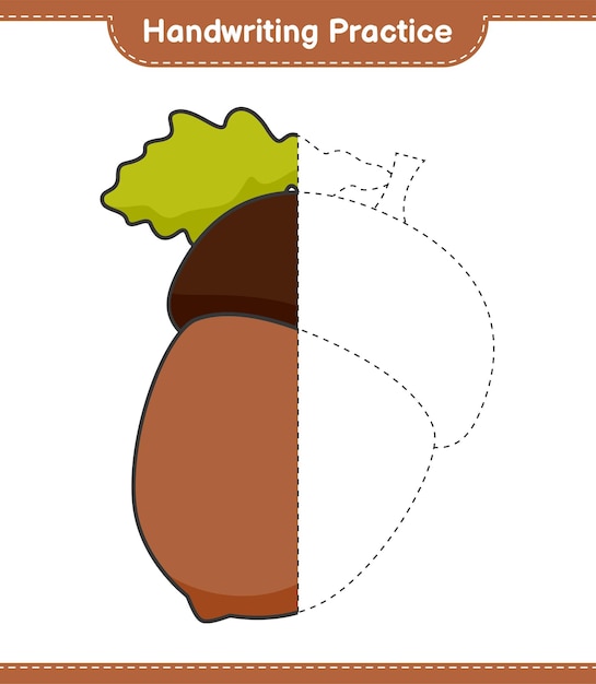 Практика почерка Трассировка линий Желудь Образовательная детская игра Рабочий лист для печати