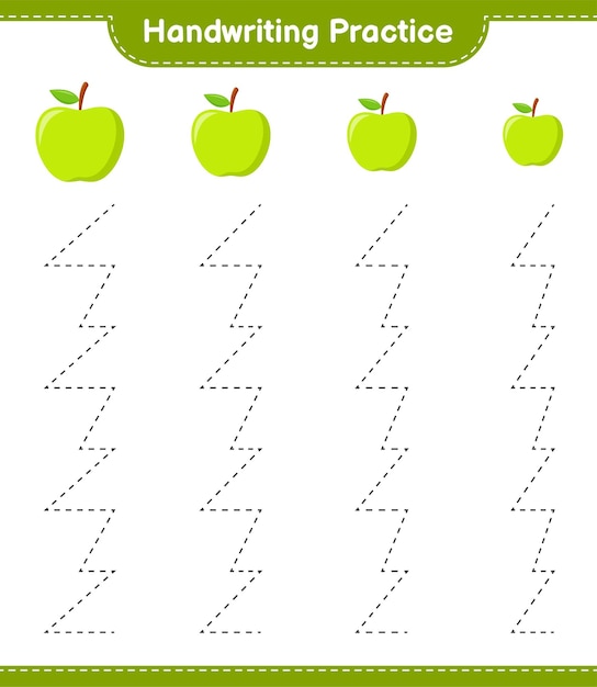 Практика почерка. Трассировка линий Apple. Развивающая детская игра, лист для печати