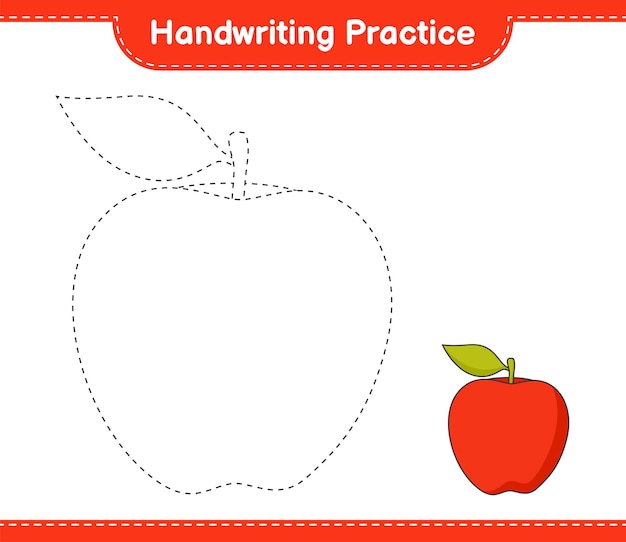 Handwriting practice Tracing lines of Apple Educational children game printable worksheet