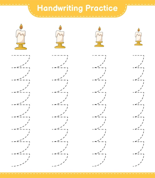 Практика рукописного ввода Трассировка линий свечи Образовательная детская игра Рабочий лист для печати