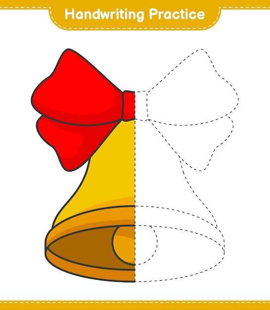 Практика почерка Отслеживание линий Рождественского колокола Образовательная детская игра для печати векторная иллюстрация листа