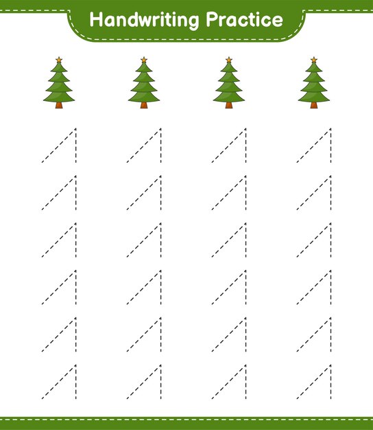 필기 연습 크리스마스 트리 교육용 어린이 게임 인쇄용 워크 시트의 선 추적