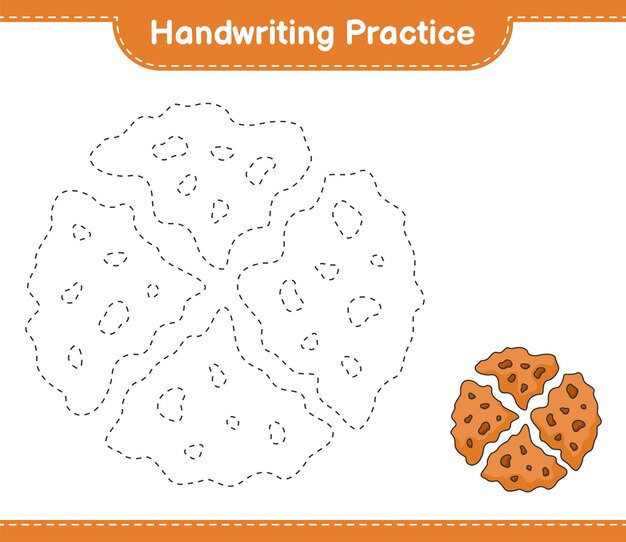 手書きの練習クッキー教育の子供たちのゲームの印刷可能なワークシートのベクトル図の行をトレース