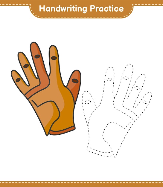 Handwriting practice. Tracing lines of Golf Gloves. Educational children game, printable worksheet, vector illustration