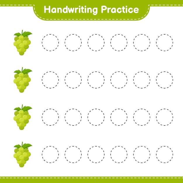 Handwriting practice. tracing lines of grape. educational children game, printable worksheet