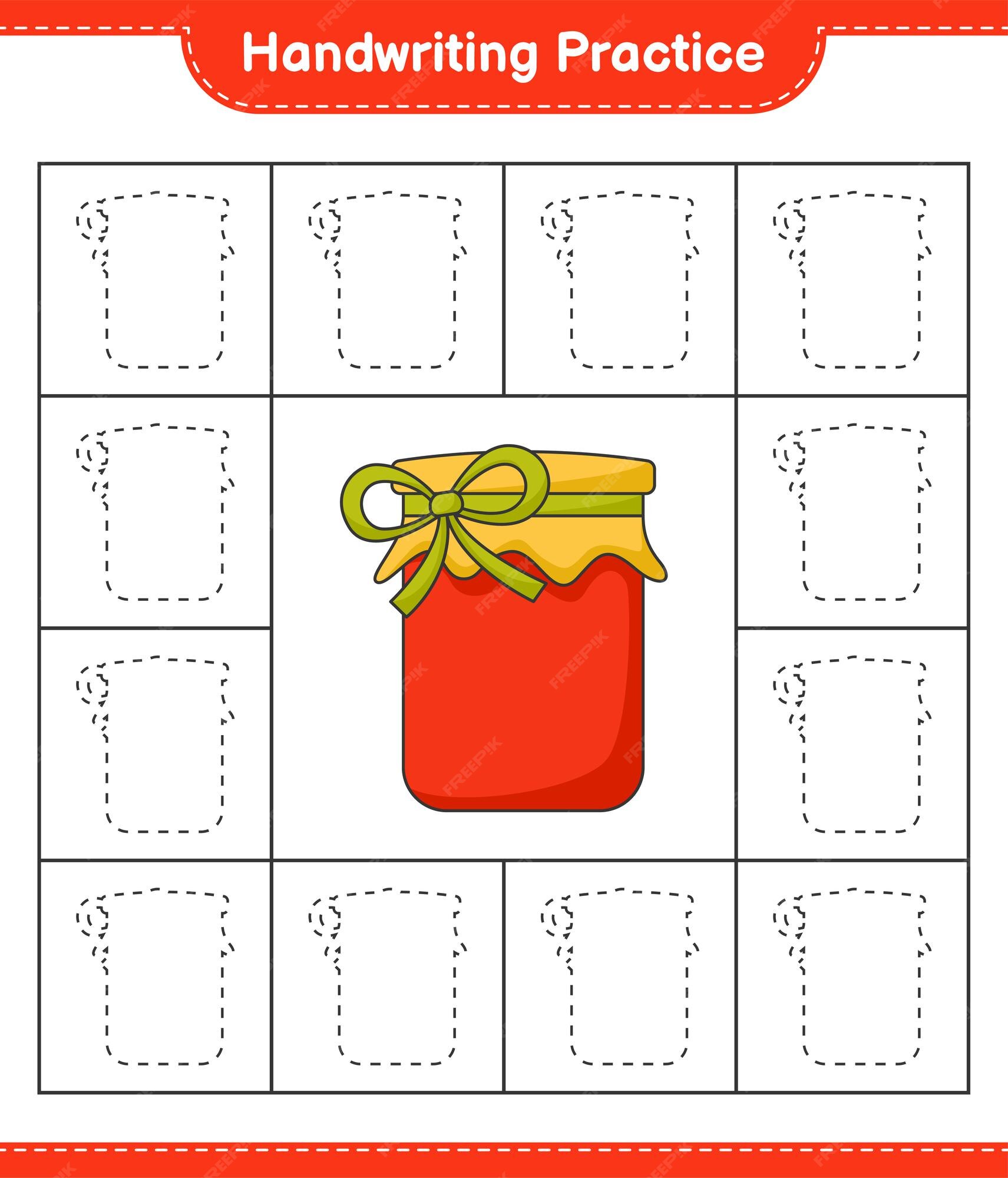 Premium Vector | Handwriting practice tracing lines of jam educational