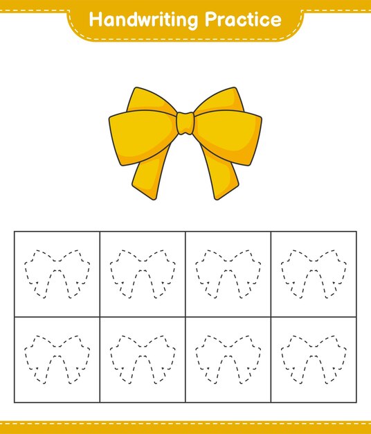 手書きの練習リボンのトレースライン教育的な子供たちのゲーム印刷可能なワークシートベクトル図