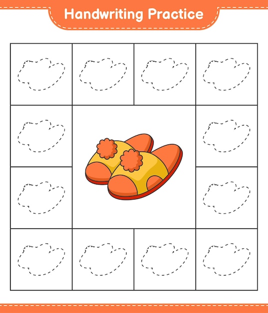 Практика почерка обводка тапочек развивающая детская игра рабочий лист для печати