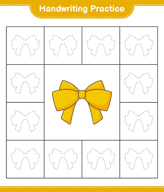 Pratica della scrittura a mano tracciare le linee del nastro illustrazione vettoriale del foglio di lavoro stampabile per bambini educativi