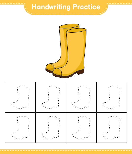 필기 연습 고무 장화의 라인 추적 교육용 어린이 게임 인쇄용 워크 시트
