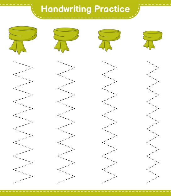 Практика рукописного ввода Трассировка линий шарфа Развивающая детская игра Рабочий лист для печати