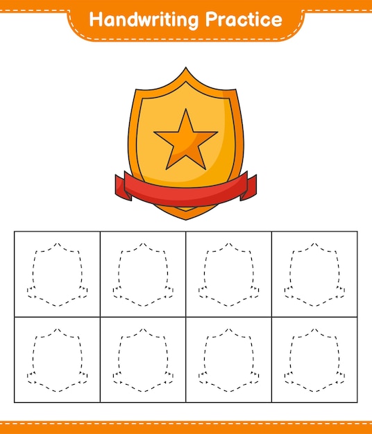 손글씨 연습. 트로피의 추적 라인. 교육 어린이 게임, 인쇄용 워크시트, 벡터 일러스트 레이 션