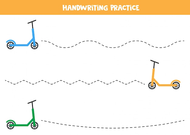 子供用スクーターでの手書き練習。