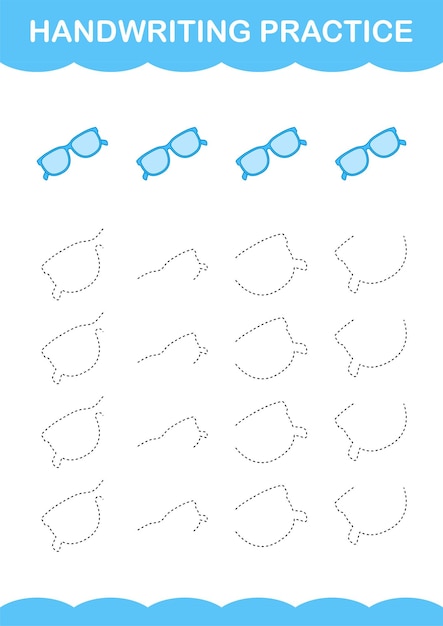 아이들을 위한 안경 워크시트로 손글씨 연습