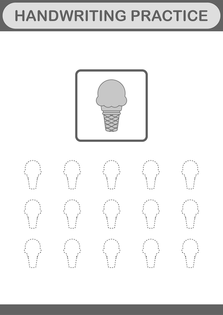 Практика почерка с рабочим листом мороженого для детей