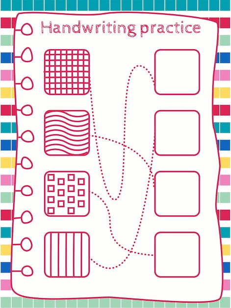 연필과 공책으로 필기 연습. 아이들을 위한 트레이싱 라인. presch를 위한 교육용 게임