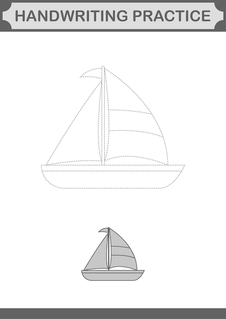 Handwriting practice with Sailboat Worksheet for kids