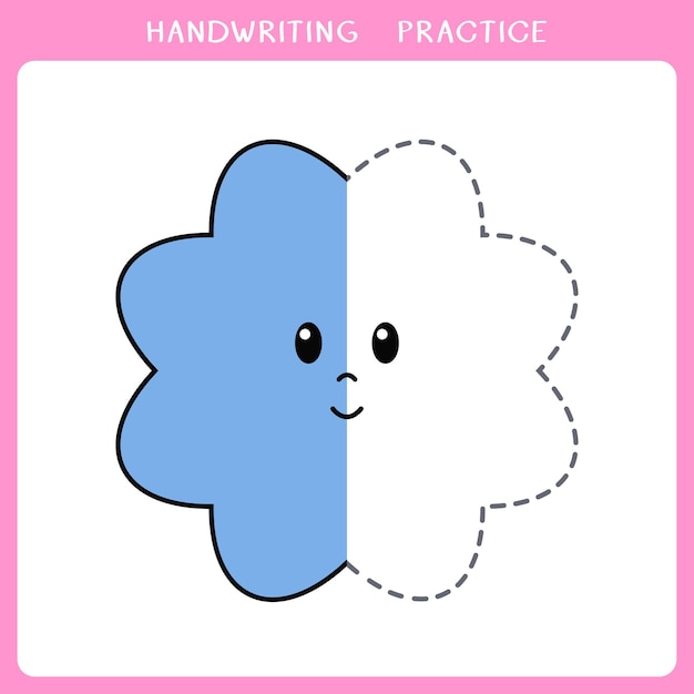 Handwriting practice worksheet with cute cloud