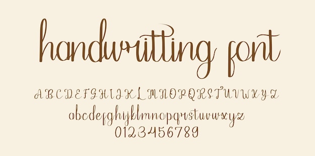Alfabeto dei caratteri della scrittura a mano