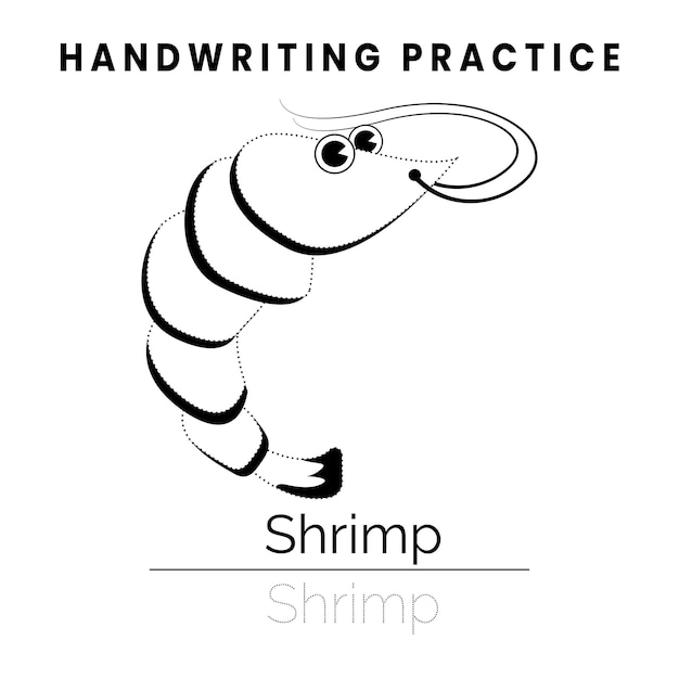 Foglio di lavoro per animali marini per la scrittura a mano per bambini