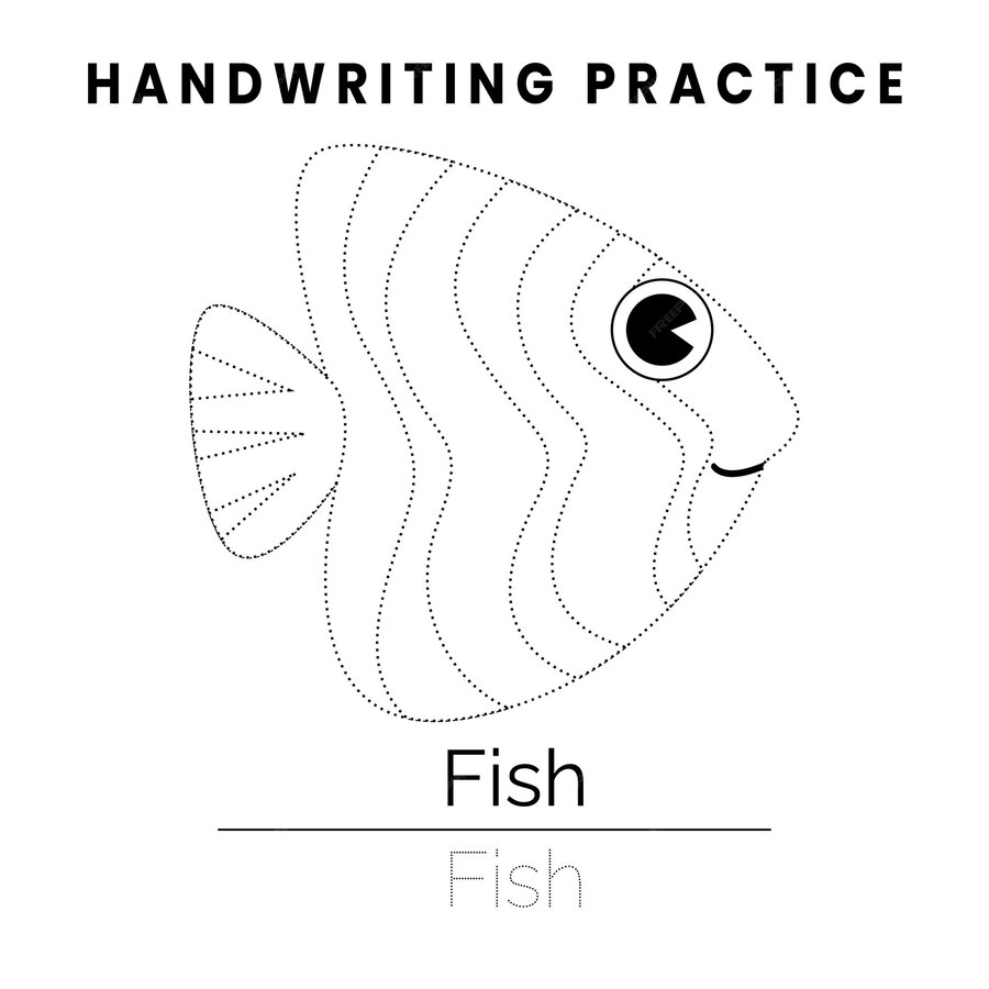 Premium Vector Handwriting sea animal worksheet for kids