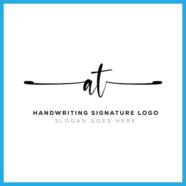 Vettore at handwriting signature logo design at letter real estate beauty photography letter logo