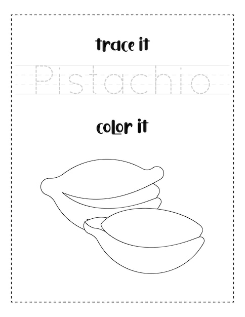 아이들을 위한 필기 단어 추적 및 컬러 피스타치오 필기 연습