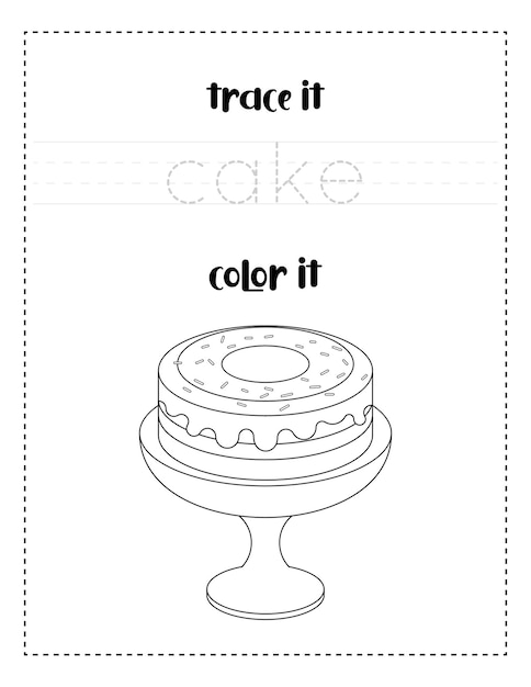 handwriting word tracing and color cake handwriting practice for kids