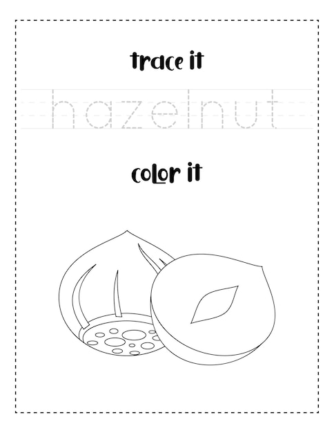 handwriting word tracing and color hazelnut handwriting practice for kids