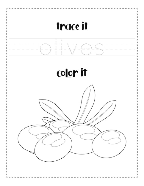 아이들을 위한 필기 단어 추적 및 컬러 올리브 필기 연습