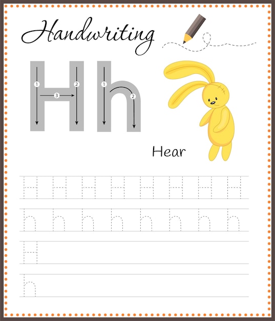 Handwriting workbook for children Worksheets for learning letters Activity book for kids Educational pages for preschool Letter H