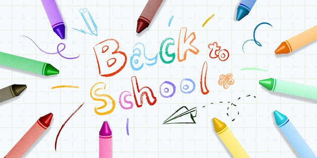 Vector handwritten banner with crayon feel for school season