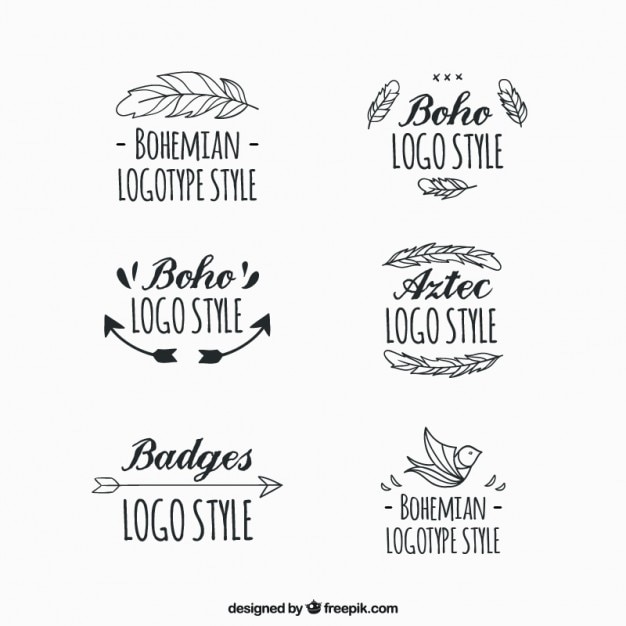 Handwritten boho logotypes with ornaments