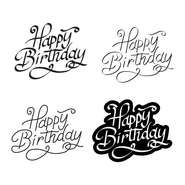 Vector handwritten brush lettering of happy birthday typography design