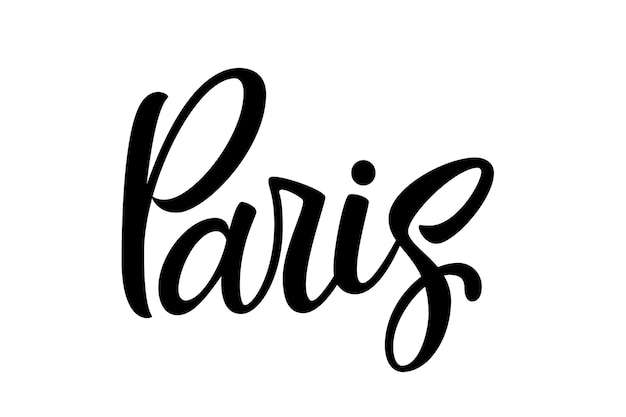 Handwritten city name. Hand-lettering calligraphy. Paris. Handmade vector Lettering.