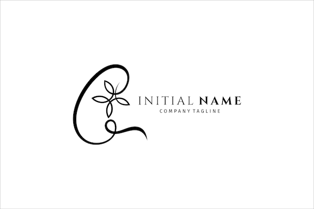 Handwritten initial letter C simple signature vector logo with flower shape variation