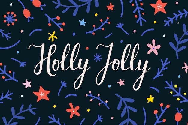 손으로 쓴 글자 텍스트 "Holly Jolly"