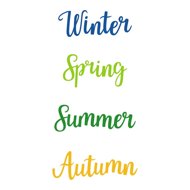 Handwritten lettering - winter, spring, summer, autumn, vector illustration