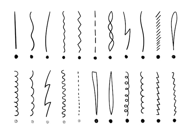 Handwritten line art exclamation marks set in different styles Amazing for lettering