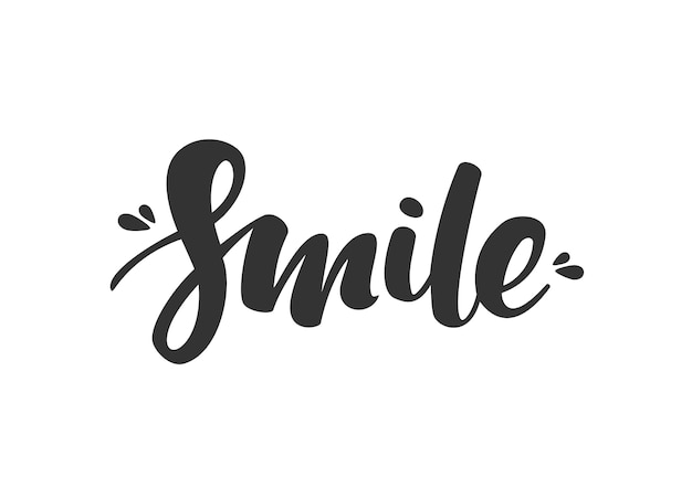 Handwritten modern brush lettering of Smile on white background