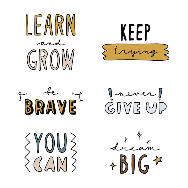 Vector handwritten motivational quotes